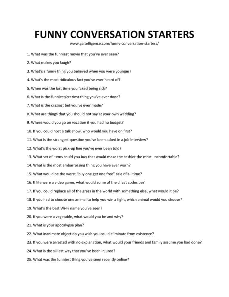 39 Funny Conversation Starters - Best List You Need To Score