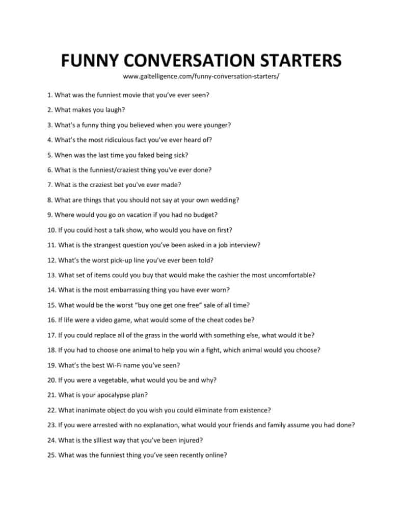 39 Funny Conversation Starters - Best List You Need To Score