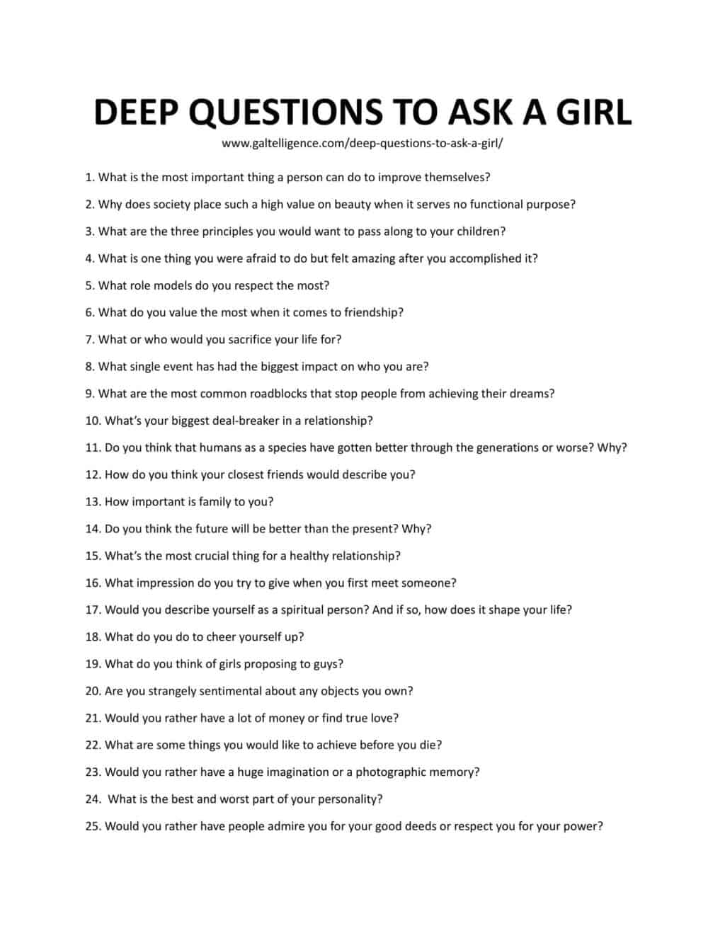 Questions To Ask A Girl