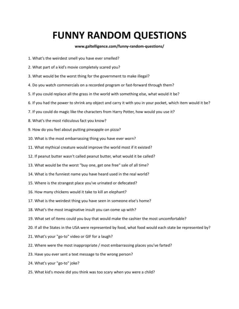 funny random questions to ask someone