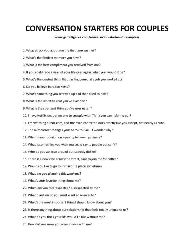 Top 21 Conversation Starters For Couples - Never Have A Cheerless Day!