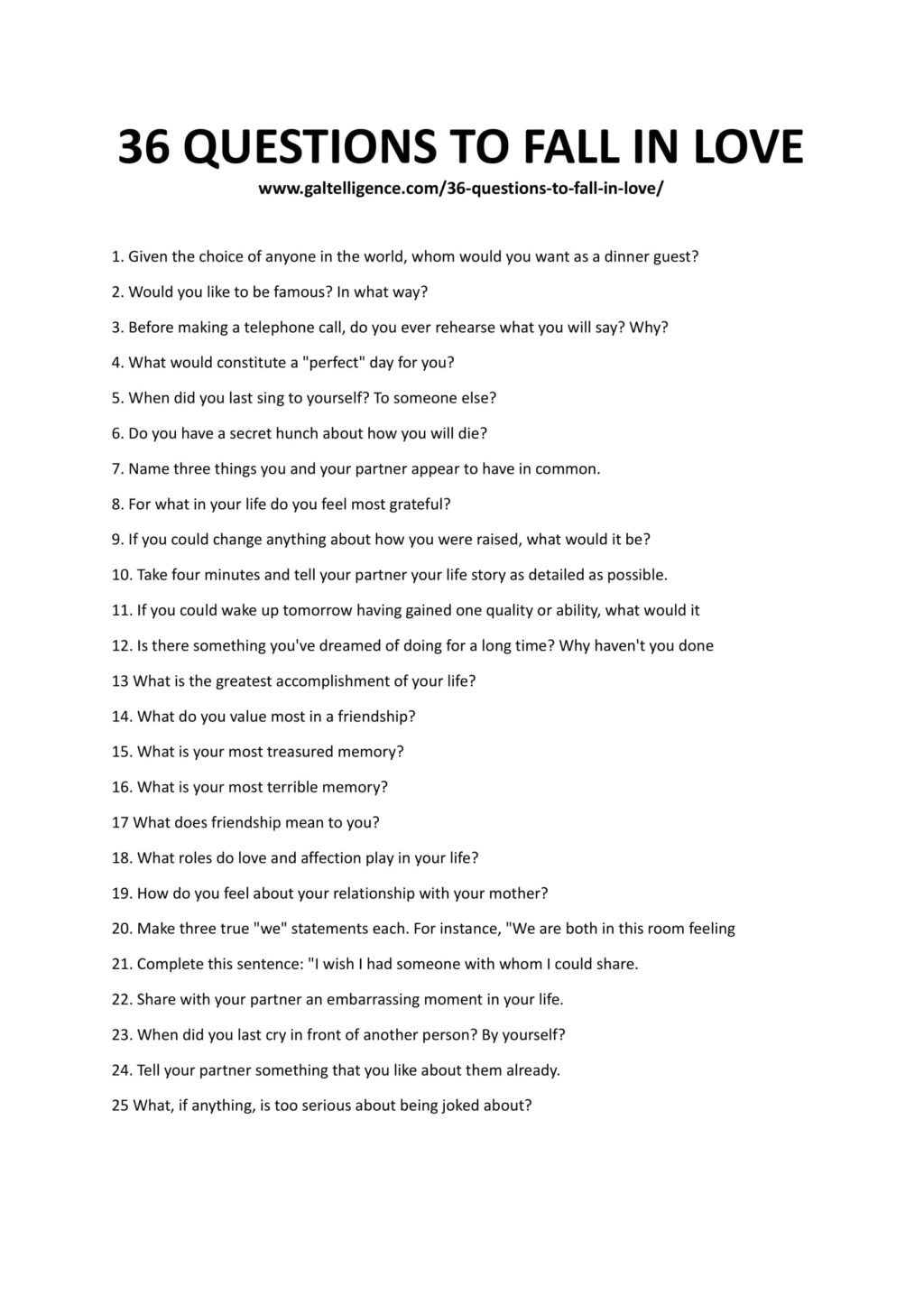 36 questions to fall in love research paper