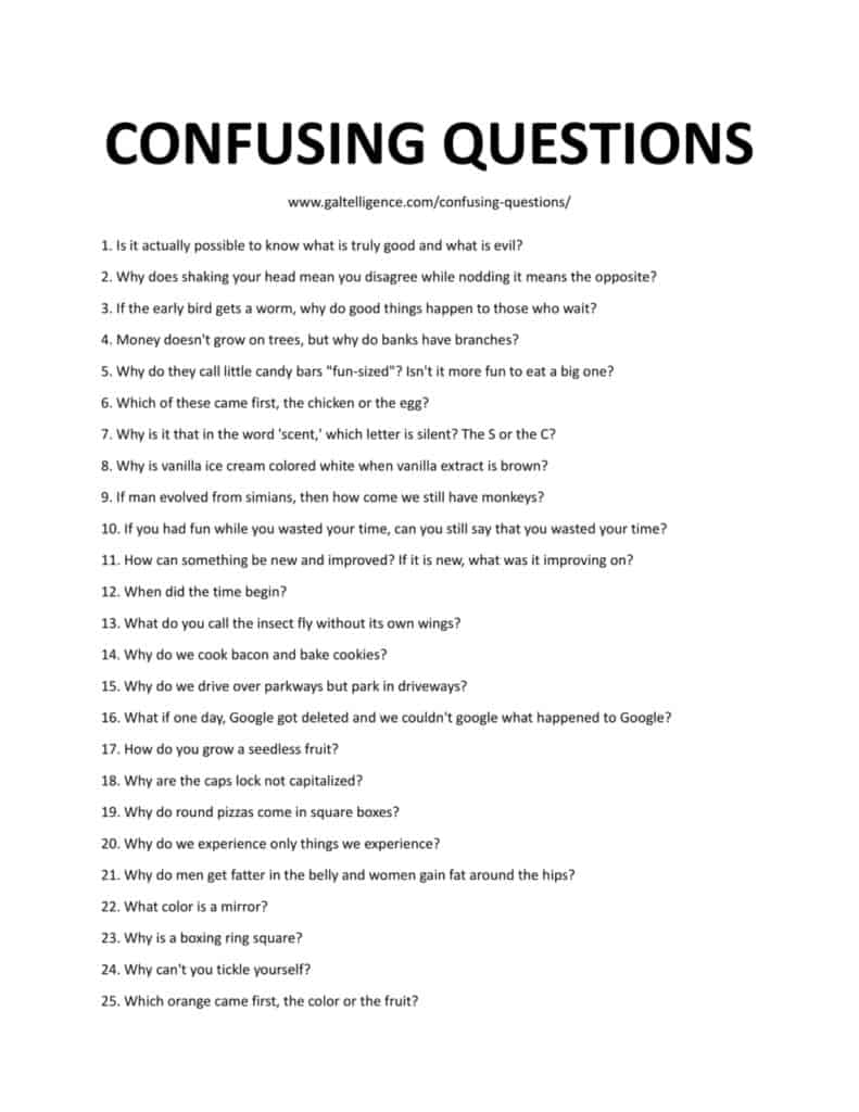 31 Strange Confusing Questions - Fantastic Ways To Talk With